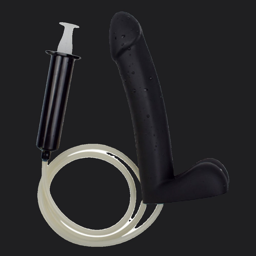 Cumming Black 8inch Silicone Dildo